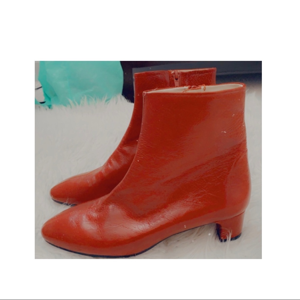 Red kitten heel bootie